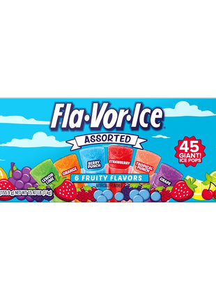 Fla-Vor-Ice Assorted Freezer Bars, Giant Pops 5.5oz, 45 Count