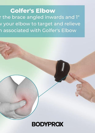 Bodyprox Elbow Brace 2 Pack for Tennis & Golfer's Elbow Pain Relief