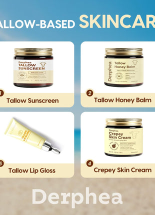 Crepey Skin Repair Cream - Tallow Honey Balm for Aging Skin with Raw Manuka Honey & Olive Oil - Advanced Crepe Fix Cream Face Moisturizer for Crepey, Mature, Dry Skin