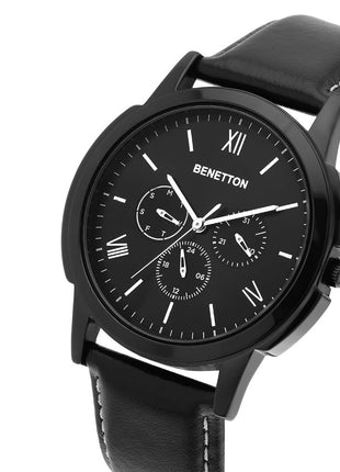 United Colors of Benetton Men Black Round Brass Dial Analogue Watch- UWUCG0803