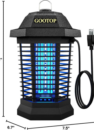 GOOTOP Bug Zapper Outdoor, Mosquito Zapper, 3 Prong Plug in Electric Fly Zapper, Mosquito Killer, Fly Traps, Flying Insects Zapper Indoor Outdoor, 4200V, ABS Plastic Outer (Black)
