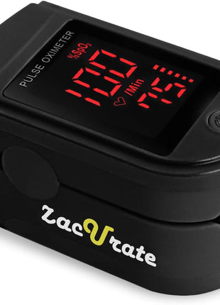 Zacurate Pro Series 500DL Fingertip Pulse Oximeter Blood Oxygen Saturation Monitor with Silicone Cover, Batteries and Lanyard (Royal Black)