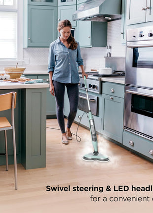 Shark Steam & Scrub Steam Mop, All-in-One Hard Floor Cleaner, Grey, S8001 | LED Headlights, 4 Dirt Grip Soft Scrub Pads Included, XL Water Tank, Swivel Steering
