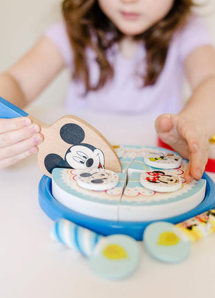 Melissa & Doug Mickey Mouse Wooden Pizza and Birthday Cake Set (32 pcs) - Play Food