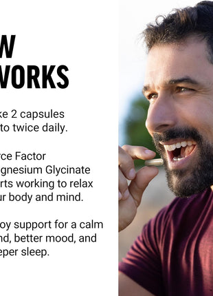 Force Factor Magnesium Glycinate, Magnesium Supplement for Women & Men | Support Sleep, Muscle Relaxation, and Mood, Easy on The Stomach, Vegan, 3-Month Supply, 180 Capsules