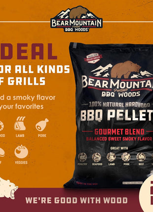 Bear Mountain 2-Pack Wood Pellets for Smoker, Grill & BBQ, 20 Lbs, Gourmet Blend - Premium Hardwood Barbecue Pellets for Indoor and Outdoor Grilling
