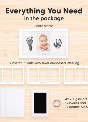 Inkless Hand and Footprint Kit, Boy Girl Newborn Keepsake (Alpine White) | No Mess Ink Pad for Baby Handprint, Clean Touch Paw Print Kit for Dog Picture Frame, Personalized Baby Christmas Shower Gifts