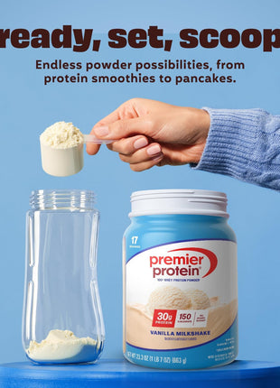 Premier Protein 30g High Protein Powder, 100% Whey, Vanilla, 17 Servings | No Added Sugar, Supports Muscle Health, Soy & Gluten-Free, 1.5 lb
