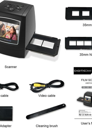 Mini Digital Film & Slide Scanner – Converts 35mm Negatives & Slides to JPEG Photo – Includes 2.4 LCD Screen – Easy Load Film Adapters