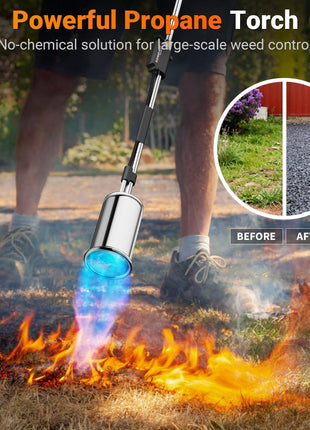 Sondiko Propane Torch Weed Burner, High Output Weed Torch Flamethrower, 30 inch Detachable Long Arm Heavy Duty Blow Torch For Garden, Wood, Ice, Snow, Melting(PROPANE TANK NOT INCLUDED)