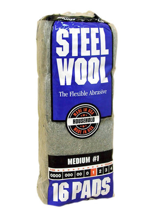 Homax Steel Wool, 12 pad, Medium Grade #1, Rhodes American, Household Steel Wool