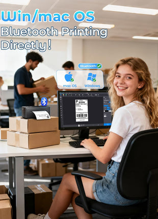 Bluetooth Thermal Shipping Label Printer, 4x6 Thermal Label Printer for Small Business, 2410BT Wireless Label Printers Compatible with iOS Android & PC, Widely Used for USPS, Tiktok