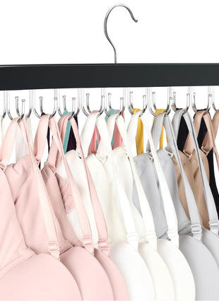 Bra Hanger for Closet, Tank Top Organizer 20 Hooks Capacity Foldable Wood Space Saving Hanger Closet Organizers and Storage for Dorm & Apartment for Tank Top, Hats, Scarf etc.