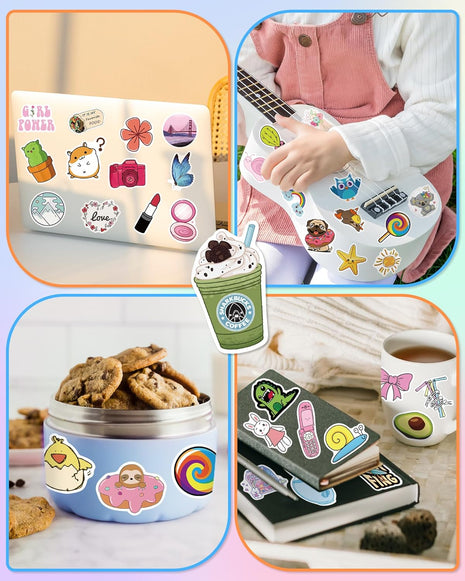 300 Pcs/Pack Water Bottle Stickers for Kids, Cute Vinyl Waterproof Stickers | Party Favors for Girls Teens, Back to School Supplies Gifts, Classroom Prizes, Goodie Bag Stuffers, Teacher Classroom Supplie
