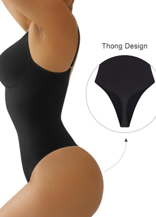 SHAPERX Women's Shapewear Bodysuit Tummy Control Body Shaper Seamless Sculpting Snatched Waist Body Suit,SZ5215-Black-S/M(One piece)
