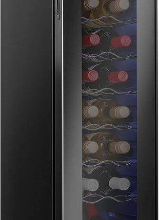Ivation 18 Bottle Compressor Wine Cooler Refrigerator w/Lock | Large Freestanding Wine Cellar For Red, White, Champagne or Sparkling Wine | 41f-64f Digital Temperature Control Fridge Glass Door Black