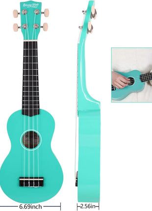 Strong Wind Soprano Ukulele 21 Inch Basswood Ukeleles for Beginners Four Strings Hawaiian Guitar Easter Ukulele for Adults Teenagers(Light Blue)