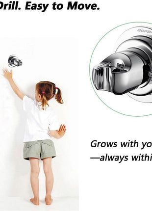 BOPai Suction Cup Shower Head Holder for Handheld Shower, Chrome | Vertical Mount Only, Repositionable & Powerful Vacuum Suction
