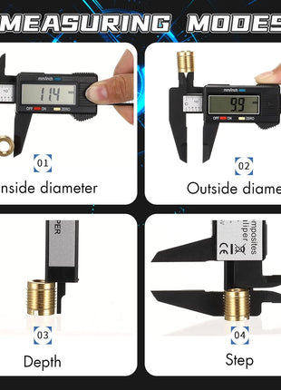 Electronic Digital Calipers, inch and Millimeter Conversion,LCD Screen displays 0-6" Caliper Measuring Tool, Automatic Shutdown, Suitable for DIY/Jewelry Measurement (New150mm Black Plastic)
