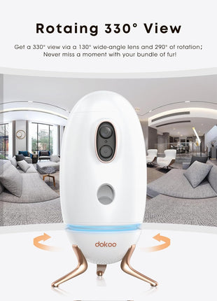 Dog Camera with Treat Dispenser, 2K 330° View Pet Monitor with Phone App, Night Vision, 2.4 &5G WiFi, Interactive 2-Way Audio Speaker, Motion Detection, Smart Home Indoor Cam, No Subscription Fee