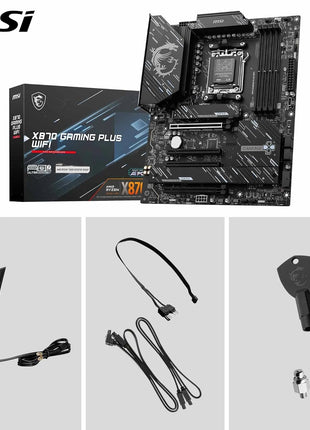 MSI X870 Gaming Plus WiFi Motherboard, ATX - Supports AMD Ryzen 9000/8000 / 7000 Processors, AM5-60A SPS VRM, DDR5 Memory Boost 8200+ MT/s (OC), PCIe 5.0 x16 & 4.0 x16, M.2 Gen5, Wi-Fi 7, 5G LAN