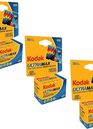 Kodak Ultramax 400 Color Print Film 36 Exp. 35mm DX 400 135-36 (108 Pics) (Pack of 3), Basic