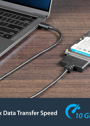 StarTech SATA to USB-C Cable, USB 10Gbps to 2.5in SATA I II III Hard Drive Adapter, External Converter for SSD or HDD Data Transfer