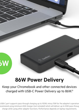 Belkin USB-C Hub 5 in 1 Multiport Adapter | Expands USB-C laptop connectivity for MacBook, Chromebook, and PC, compact design for desk or travel