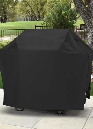 SunPatio Grill Cover 55 Inch, Outdoor Heavy Duty Waterproof Barbecue Gas Cover, UV & Fade Resistant, All Weather Protection Compatible for Weber Charbroil Nexgrill Kenmore Grills and More, Black