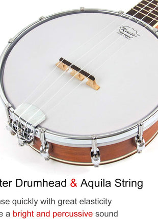 Kmise Concert Size Banjolele, 23'' Sapele 4 Strings Portable Mini Banjo Ukulele, With Gig Bag, Tuner, Banjos Strap, Strings, Piezo Pickup, Picks, Ruler, Wrench, Bridge Beginner Kit for Professionals