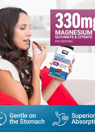 Force Factor Ultimate Magnesium Supplement with 330mg Magnesium Glycinate | Magnesium Citrate, Like Magnesium Gummies, Support Calm, Relaxation, Vegan & Gluten Free, Mixed Berry Flavor, 60 Soft Chews
