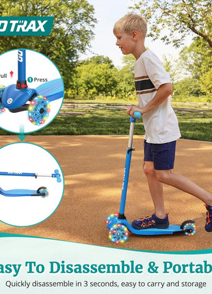 Gotrax KS1 Kids Kick Scooter, 3 Wheels for Boys & Girls 2-8, Gifts | LED Light-Up Wheels, 3 Adjustable Handlebar, Easy Assembly, Lightweight, Wide Anti-Slip Deck, Lean to Steer, Max Load 110 lbs