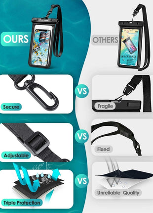 Hiearcool Waterproof Phone Pouch, IPX8 Waterproof Phone Case for iPhone 17/16/15/14 Pro Max, Cell Phone Dry Bag for Beach & Cruise Essentials, Touch Screen, Lanyard Included, 2 Pack (Fits Up to 8.9")