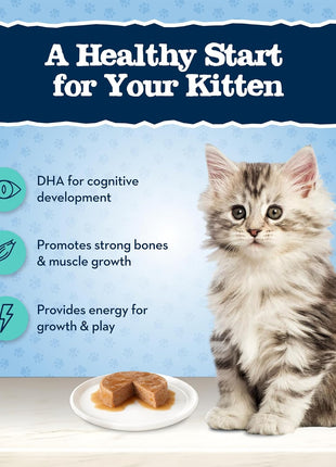 Blue Buffalo Baby Blue Natural Kitten Wet Cat Food Paté Variety Pack, Healthy Growth Formula with DHA, High-Protein & Grain-Free, Chicken and Salmon Recipes, 3-oz Cans (6 Count, 3 of Each) (Pack of 4)