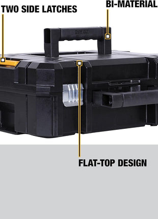 DEWALT TSTAK II Tool Box, Flat Top Tool Storage Case, Organizer Box Holds Up To 66 lbs, Flexible Platforms for Stacking, 13 Inch (DWST17807)