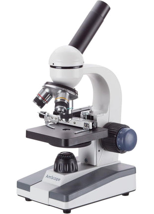 AmScope M150 Series Portable LED Monocular Student Compound Microscope - 40X-1000X Magnification - Microscope Kit Includes Dust Cover, 2 Clips & 2 Eyepieces