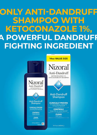 Nizoral Anti-Dandruff Shampoo with 1% Ketoconazole, Fresh Scent, 14 Fl Oz | Anti-Fungal Shampoo, Dandruff Shampoo for Dandruff Relief, Ketoconazole Shampoo, Dandruff Treatment, 1% Ketoconazole