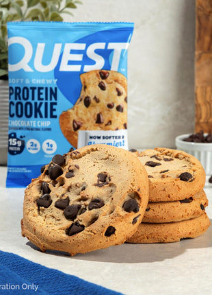 Quest Nutrition Chocolate Chip Protein Cookie, 15g Protein, 1g Sugar, 2g Net Carbs, Keto Friendly, High Protein, Low Carb; 12 Count