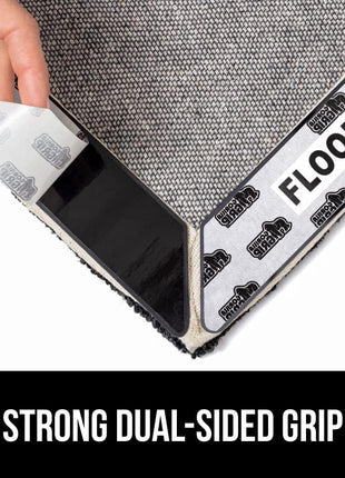 GORILLA GRIP Rug Gripper Pads, Keep Area Rugs Corners from Curling and Bunching, Reusable Dual Sided Flexible Sticky Pad, Grips Floor Underlayment, Hold Carpet in Place on Hardwood Floors, 8 Pack
