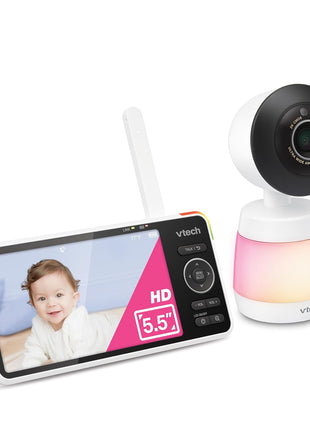 VTech Smart WiFi Baby Monitor – See Your Baby at Home or from Anywhere, 2K Camera, 5.5inch Screen, 24X Zoom, Wide Angle, Night Vision, Night Light, Free App | Smart HD Plus