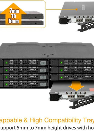 ICY DOCK Full Metal 8 x 2.5 SAS/SATA HDD/SSD Moblie Rack Enclosure for 5.25" Bay | ToughArmor MB998SP-B