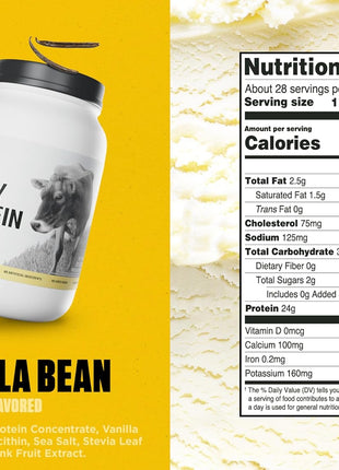 Levels Whey Protein Powder, No Artificial Ingredients, Vanilla Bean, 2LB | 24G of Protein, 5.4G BCAAs, Clean Ingredients, Hormone Free Dairy, No Fillers, No Added Sugar, No Junk
