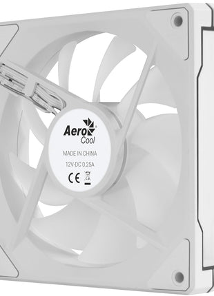 AeroCool Phantom M-3 Reverse Infinity Mirror ARGB Fan, for PC Case, 120mm, PWM 500-1800 RPM, Hydraulic Bearing, Eight Shock-Absorbing Pads, Liquid and Air Cooler, White