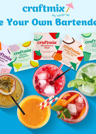 Craftmix Variety Pack Cocktail & Mocktail Drink Mixer, Pack of 12 | Skinny Mixes, Water Flavoring Packets, Made with Real Fruit, Vegan Low-Carb, Low-Sugar, Non-GMO, Dairy Free, Gluten Free