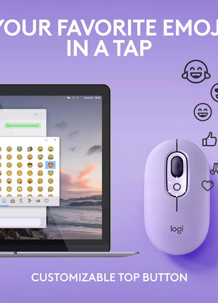 Logitech POP Mouse, Compact and Portable Wireless Bluetooth Mouse with Programmable Buttons and Quiet Clicks, Easy-Switch Between up to 3 Devices, Laptop, Tablet, PC - Cosmos