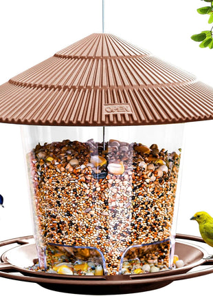 Bird Feeder Outdoor Hanging for Wild Bird Seed, Brown