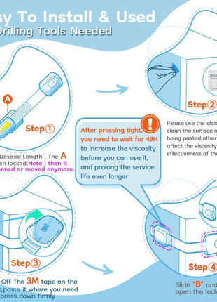 8-Pack Cabinet Locks Baby Proofing - Syican Child Proof Drawer Locks, Multi-Purpose for Drawers, Fridge, Toilet Seat, Trash Can, Ideal Stocking Stuffers, White