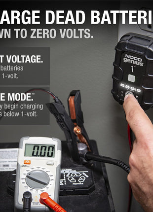 NOCO GENIUS1: 1A 6V/12V Smart Battery Charger – Automatic Maintainer, Trickle Charger & Desulfator with Overcharge Protection & Temperature Compensation – for Lead-Acid & Lithium Batteries