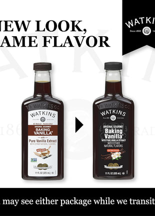 Watkins All Natural Original Gourmet Baking Vanilla, with Pure Vanilla Extract, 11 Fl Oz (Pack of 1) - Packaging May Vary