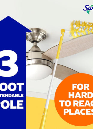 Swiffer Duster Kit with 3 ft Extendable Handle | Includes 1 Duster Extendable Handle (3 ft). 3 Heavy Duty Duster Refills. For Ceiling Fans, Vents, and Hard to Reach Places